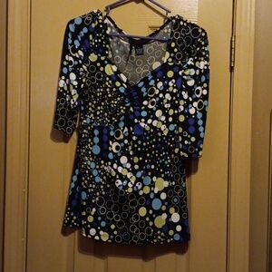 3/4" sleeve multi colored blouse